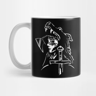 Female warrior in wolf's skin Mug